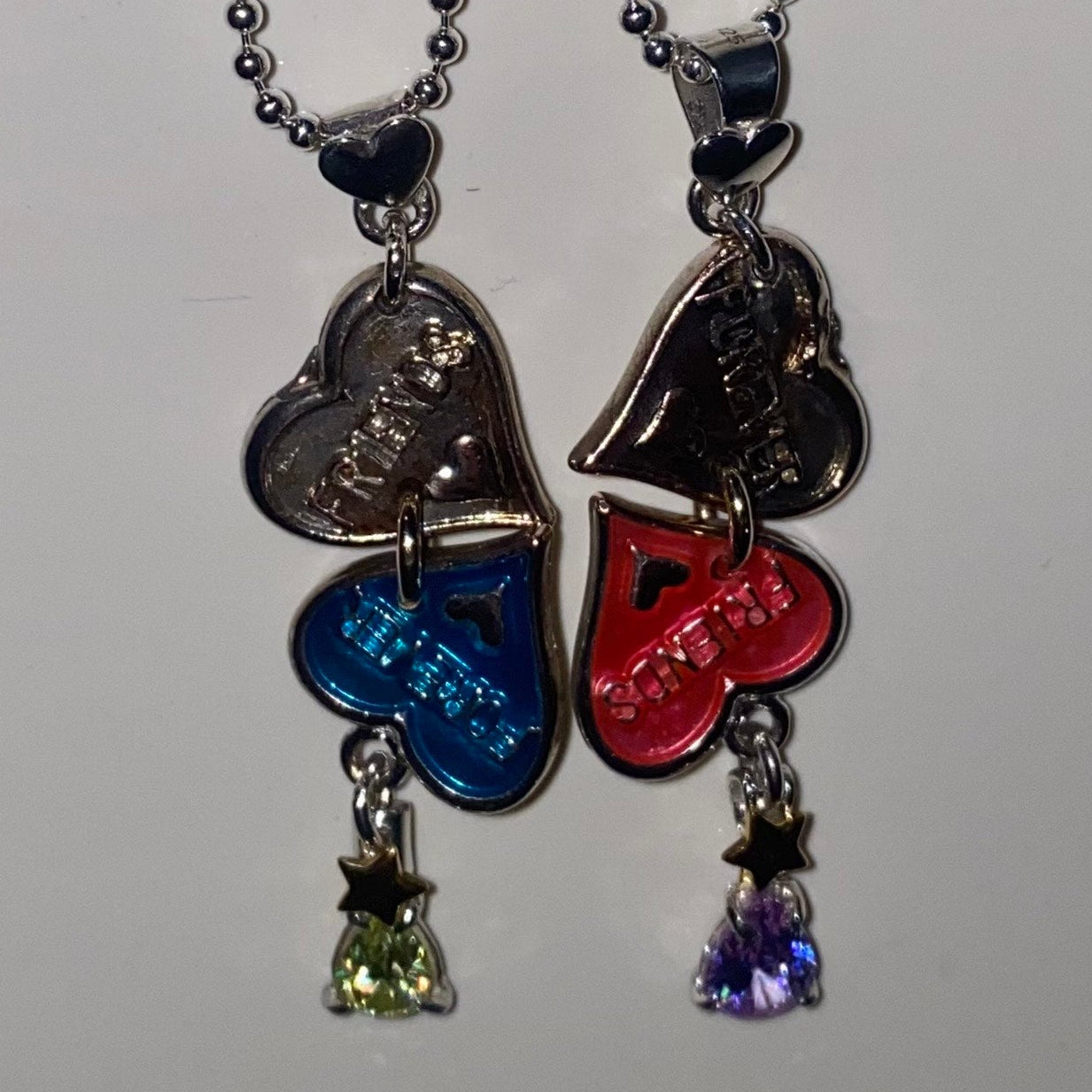 Bruised Hearts Club Necklace - Blue/Lime