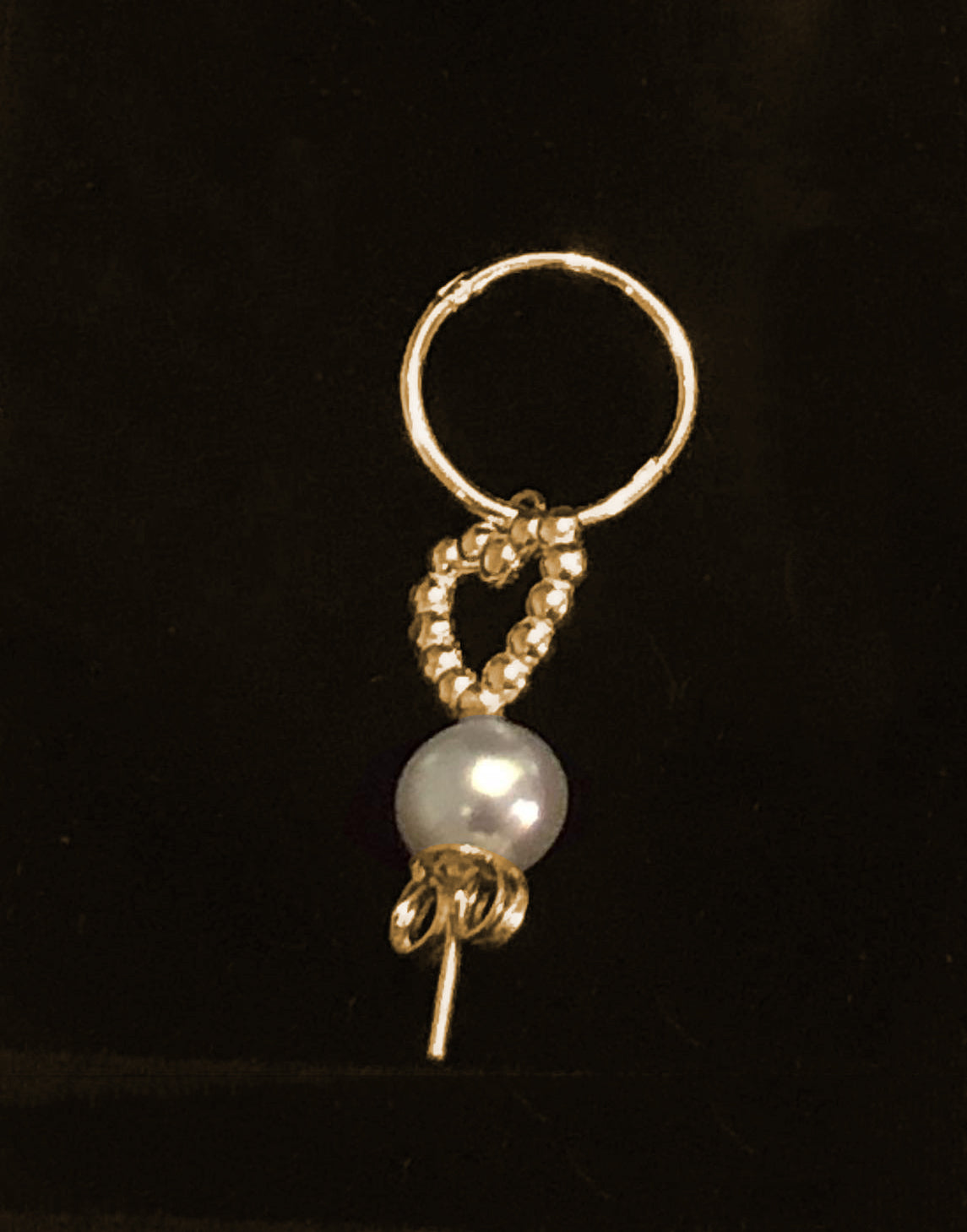 Pearl Heart Earring Earring - Gold - Wholesale