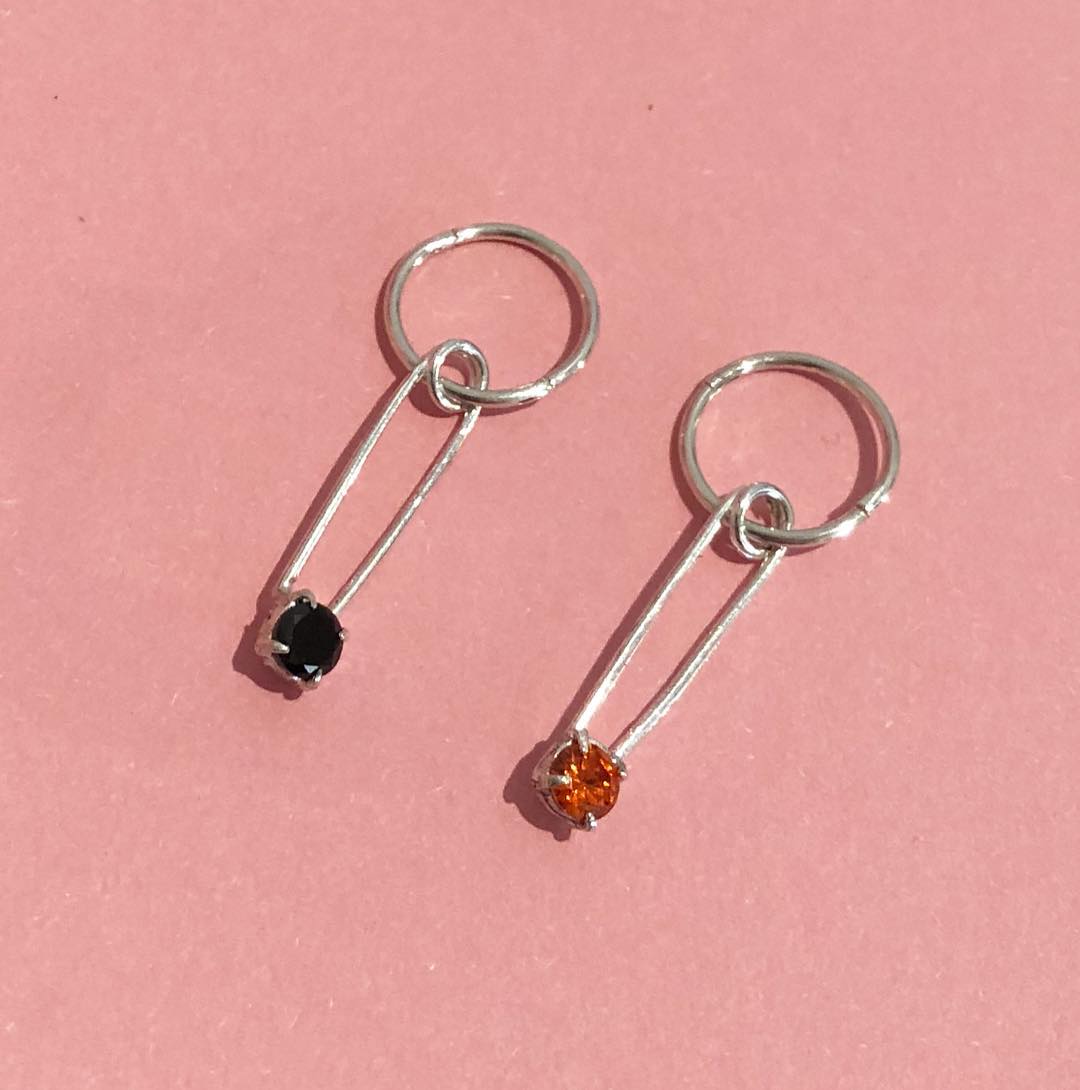 Safety Pin Gem Sleeper - Orange