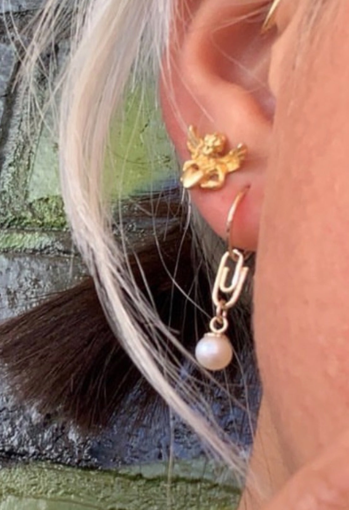 Paperclip Pearl Sleeper - Silver