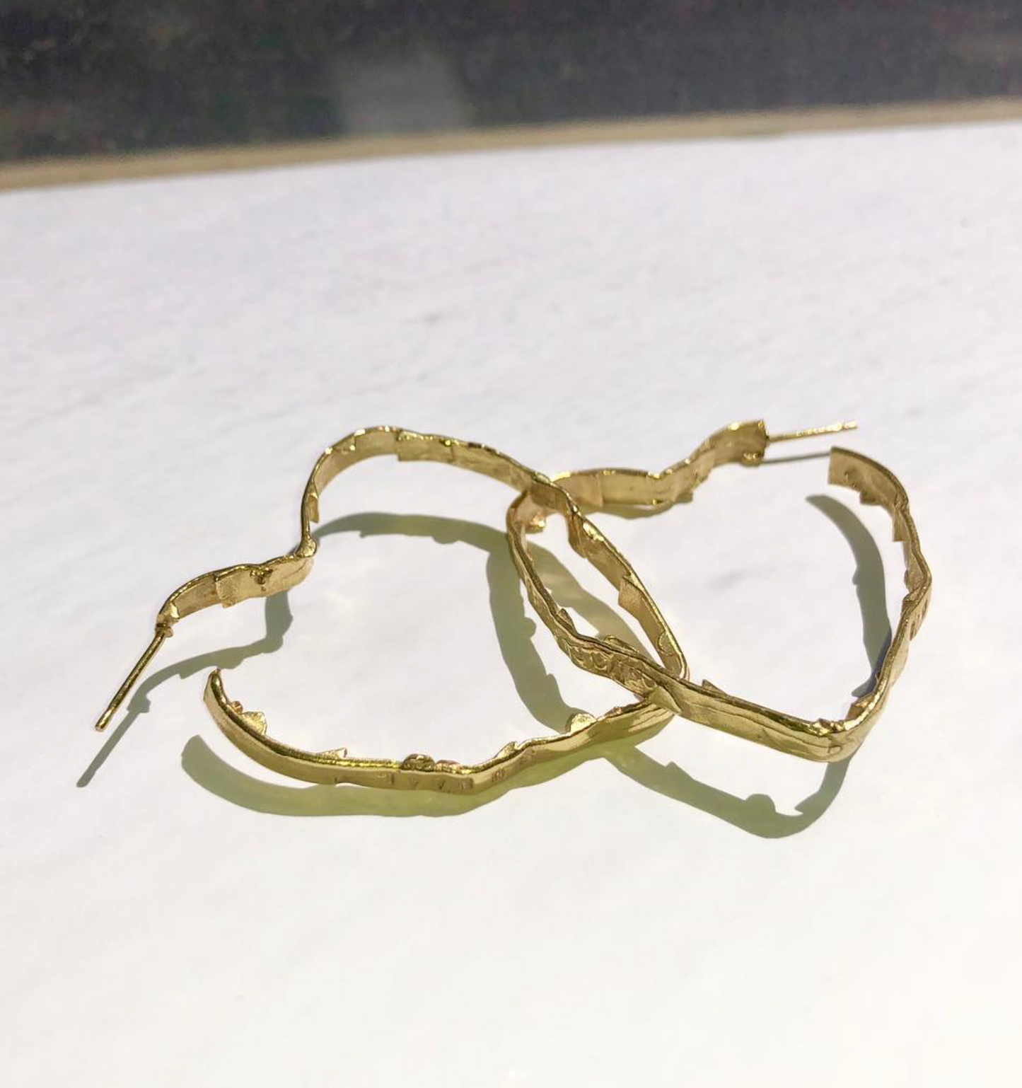 Milk Bottle Heart Hoops - Gold Plated