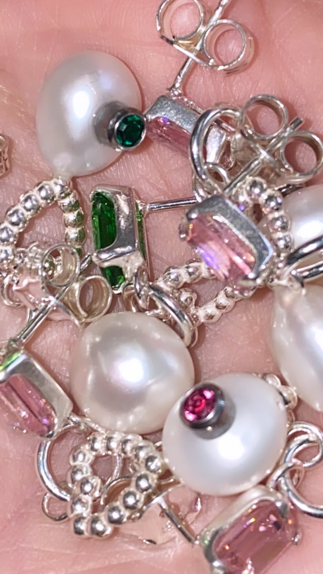 Polly Pearl Earring - Green - Wholesale