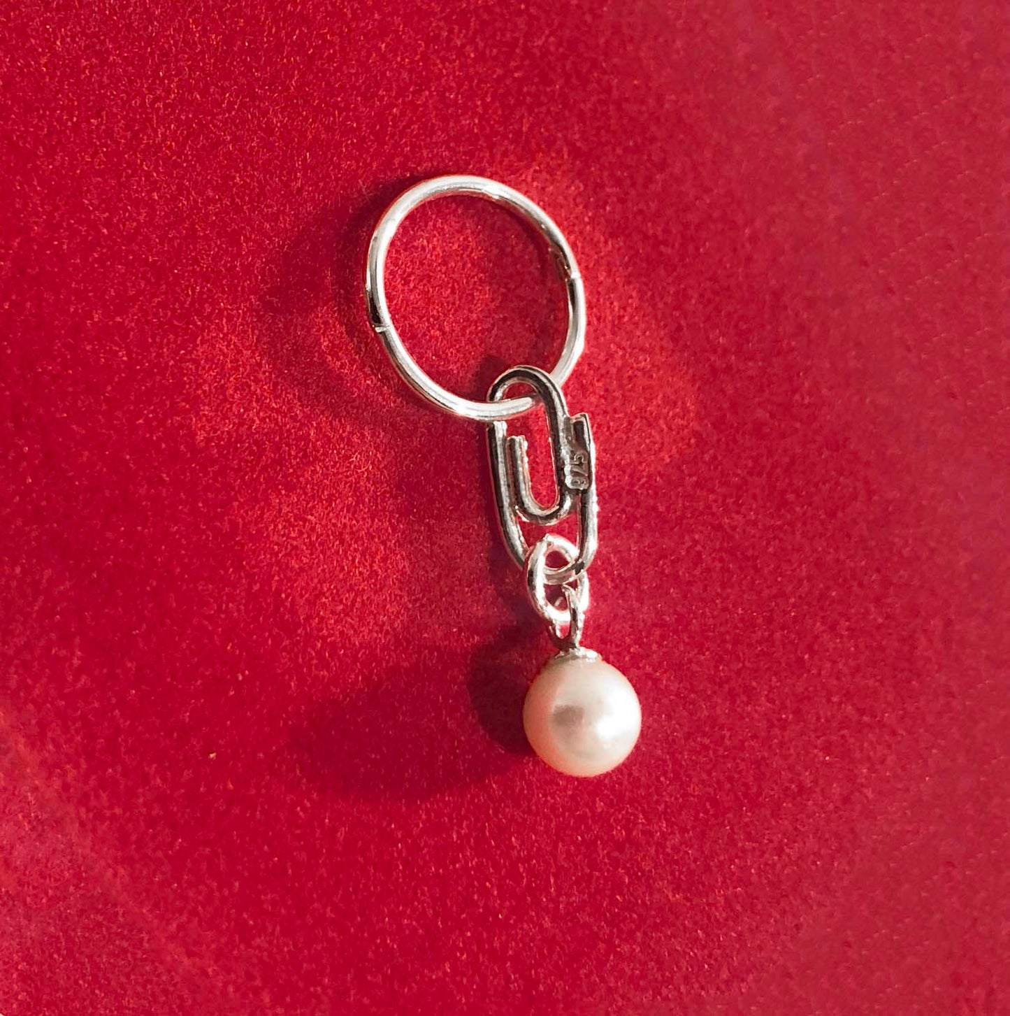 Paperclip Pearl Sleeper - Silver - Wholesale