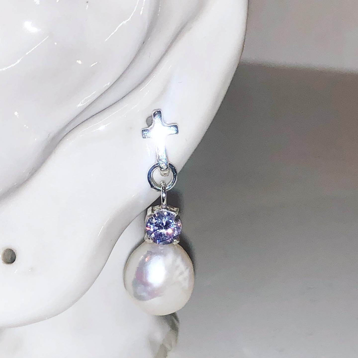 Cross Pearl Stud - Wholesale