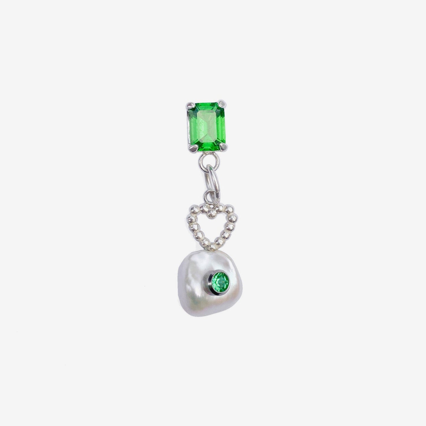 Polly Pearl Earring - Green - Wholesale